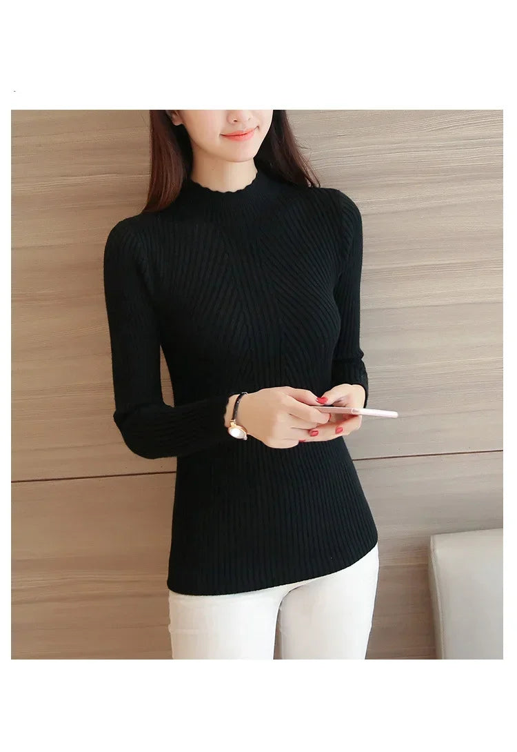 Ruffled Mock Neck Sweater