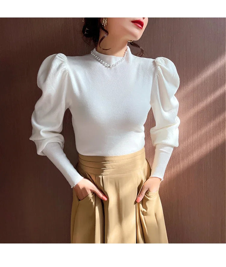 Slim Fit Puff Sleeve Sweater