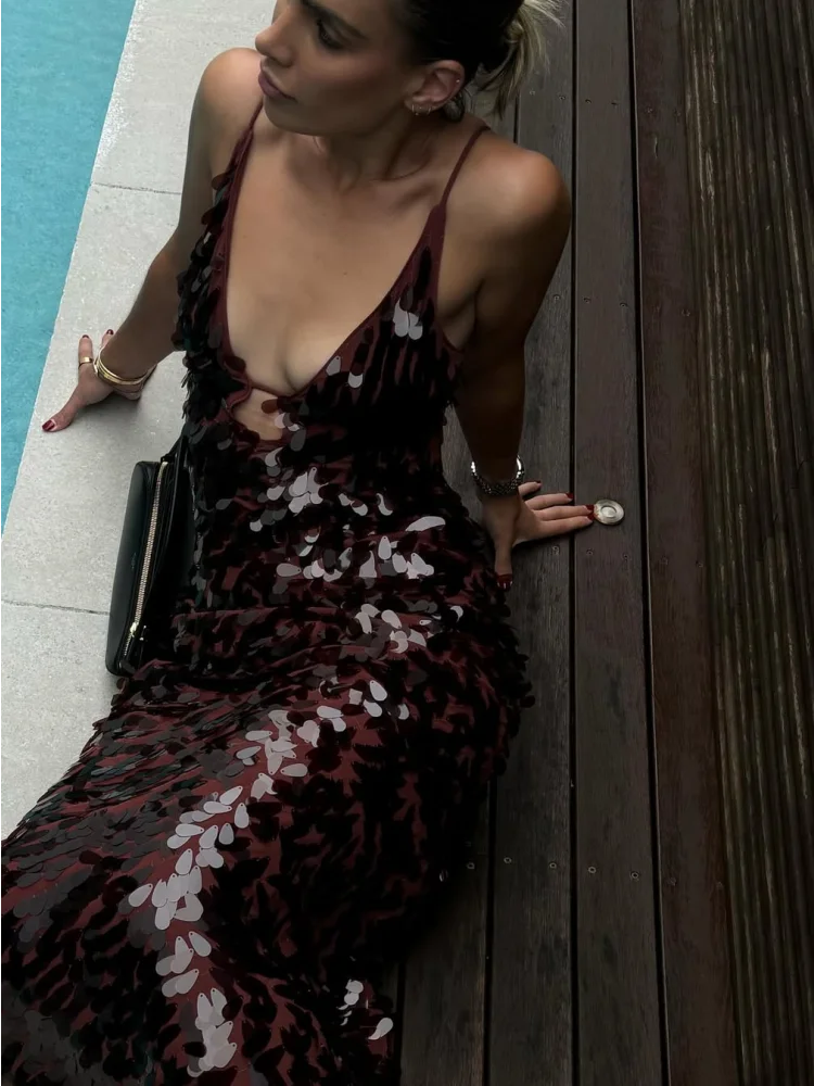 Elysian Mirage Sequin Halter Dress