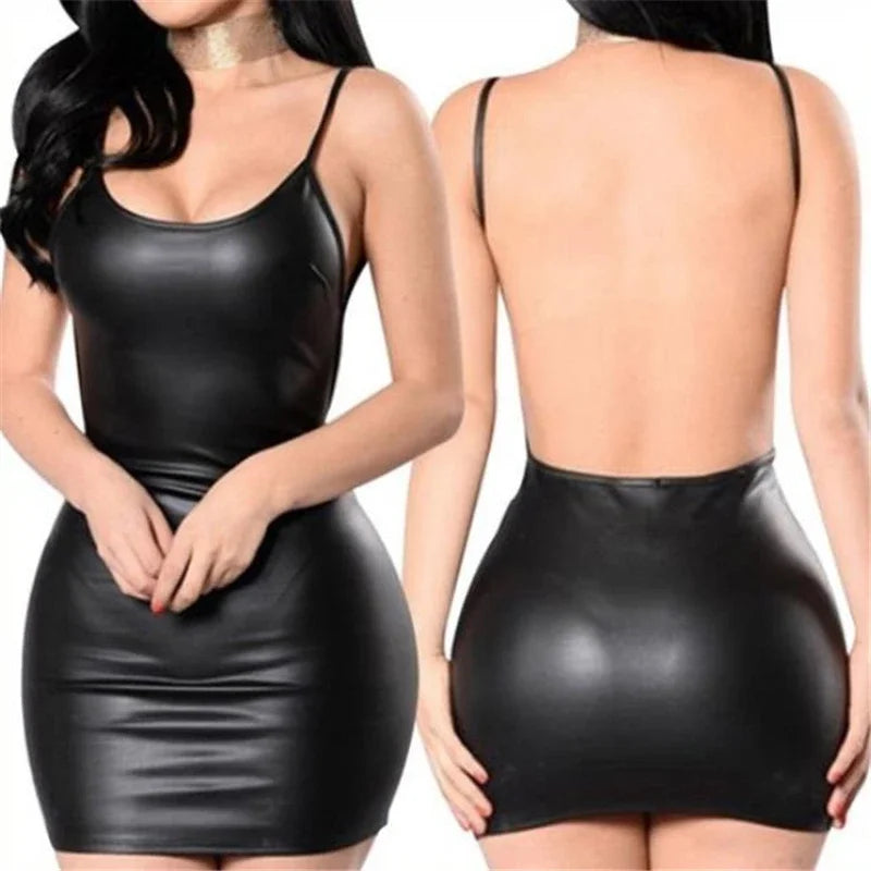 Faux Leather Mini Dress