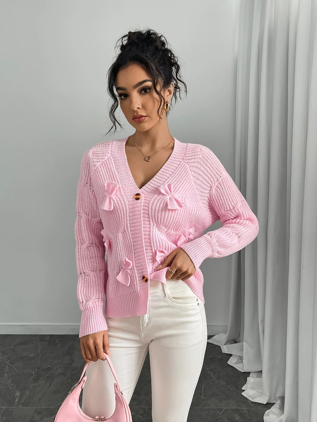 Bow Detail Knit Cardigan