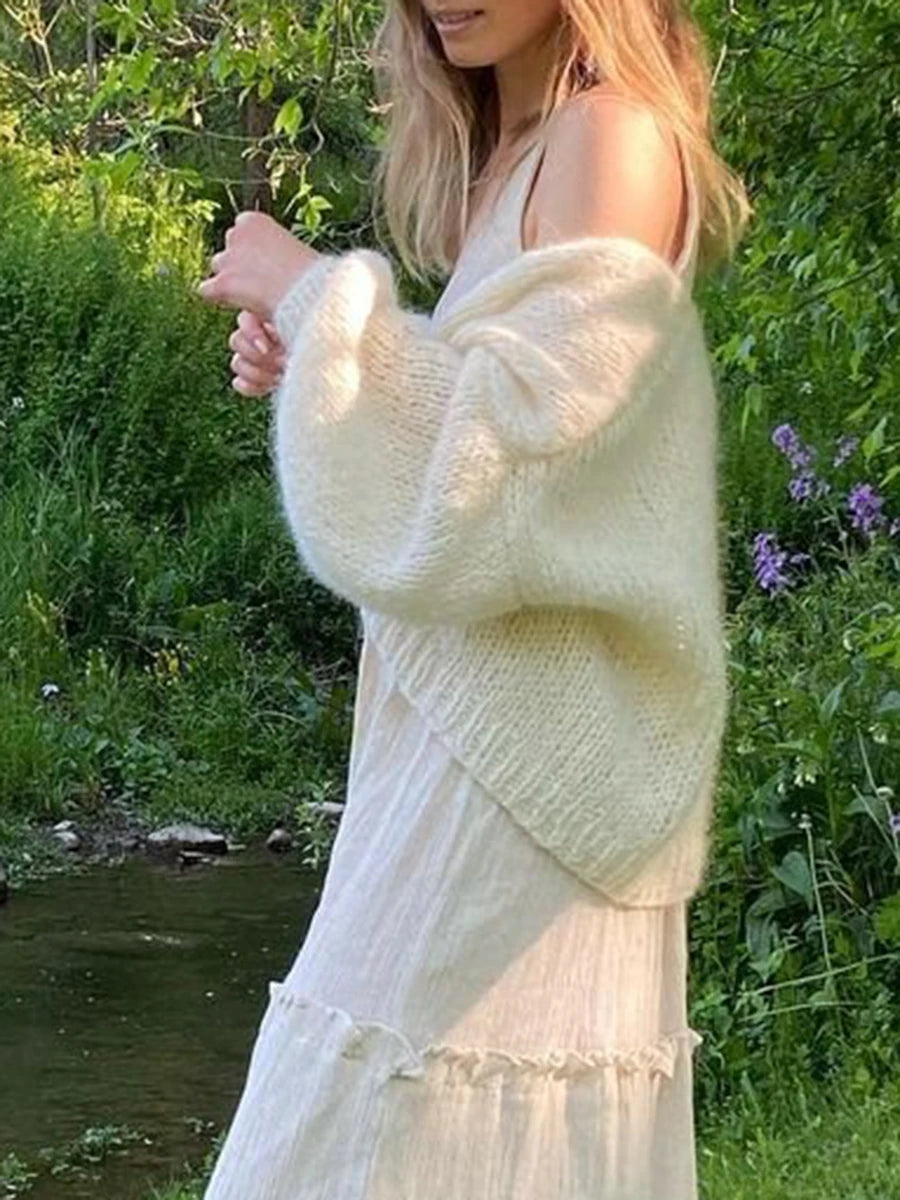 Faux Fur Trim Knit Cardigan