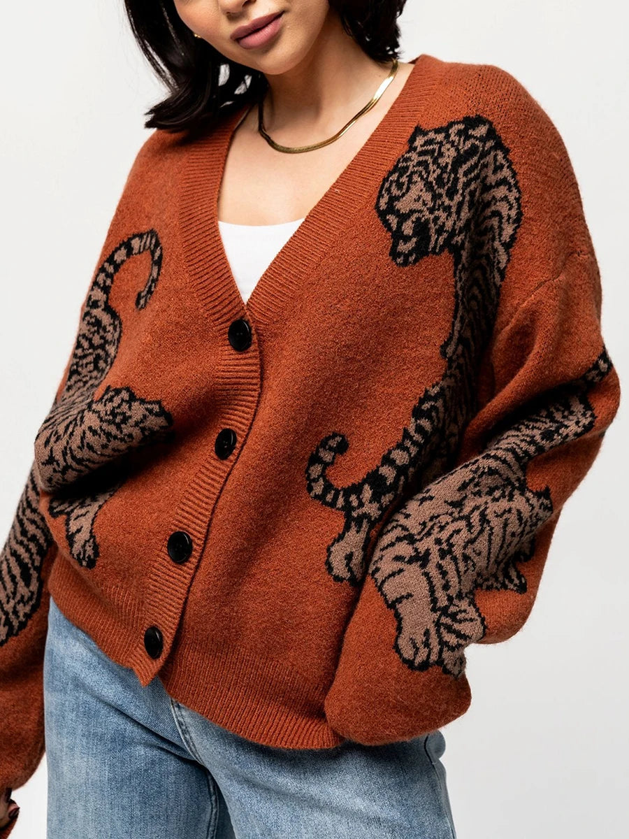 Tiger Print Knit Sweater
