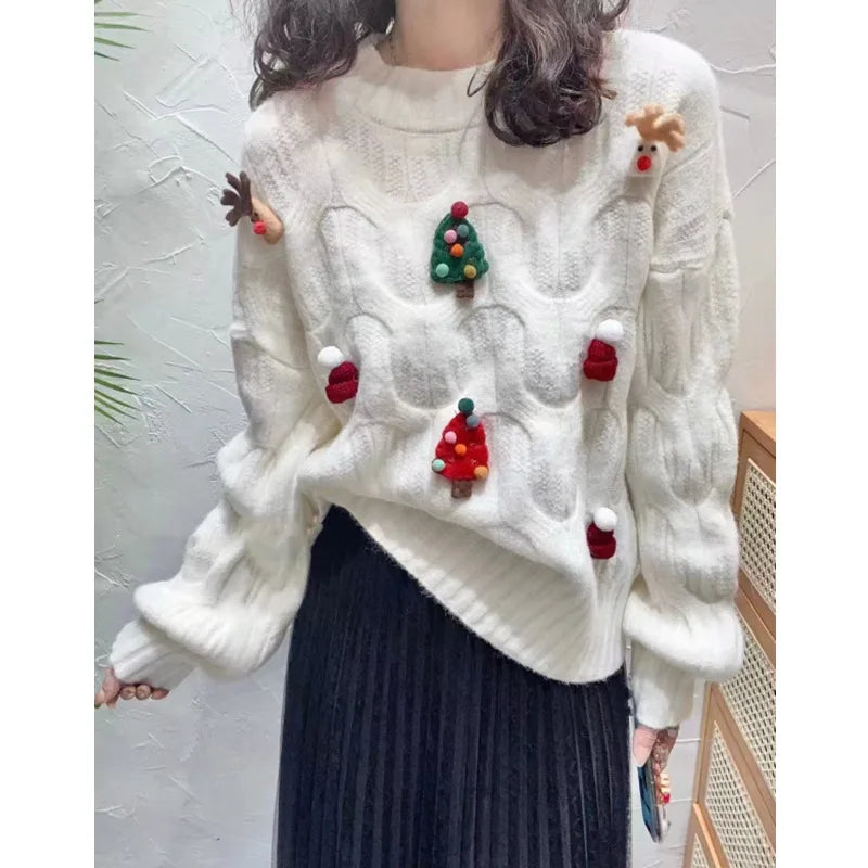 Red Thickened Winter Knitted Sweater