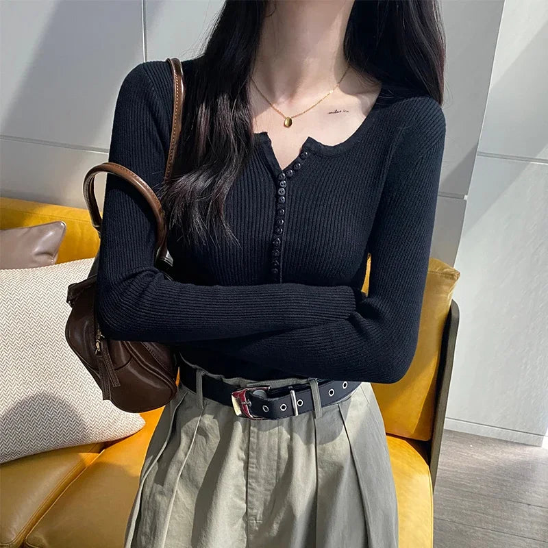 Slim Fit Long Sleeve Knit Top