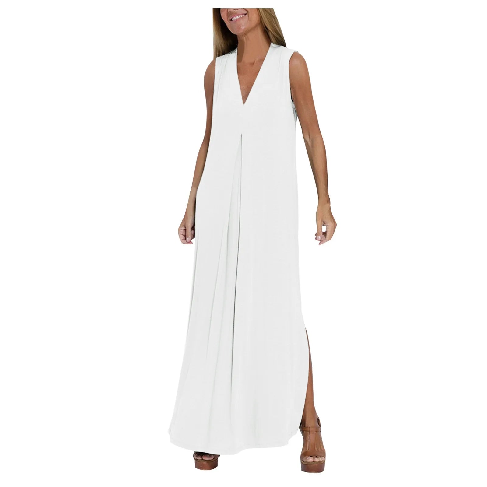 Sleeveless V-Neck Maxi Dresses
