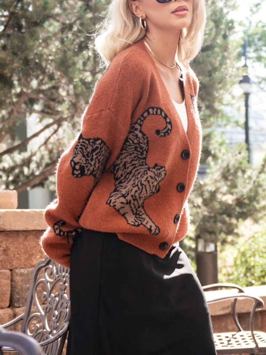 Tiger Print Knit Sweater