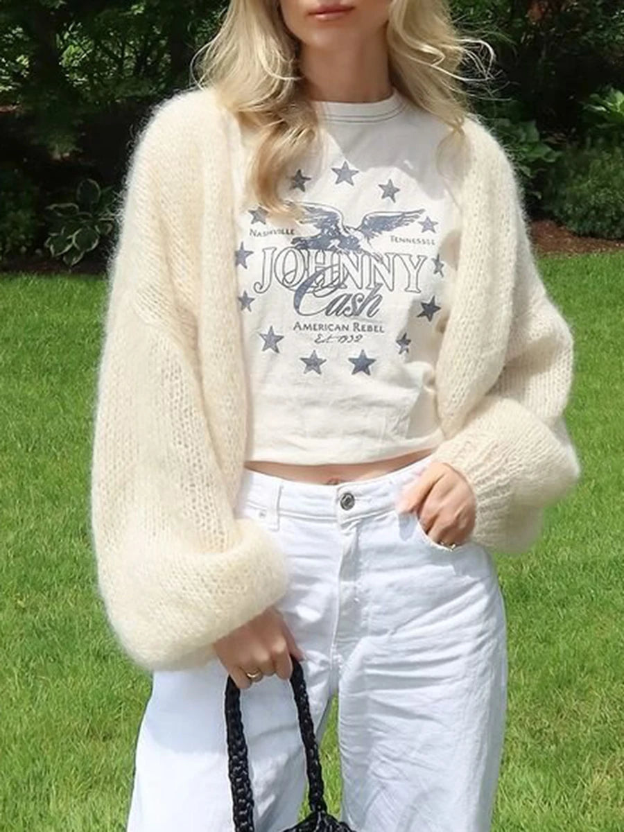 Faux Fur Trim Knit Cardigan
