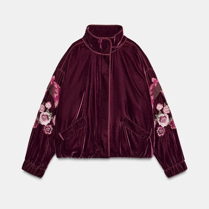 Crimson Charm Embroidered Jacket