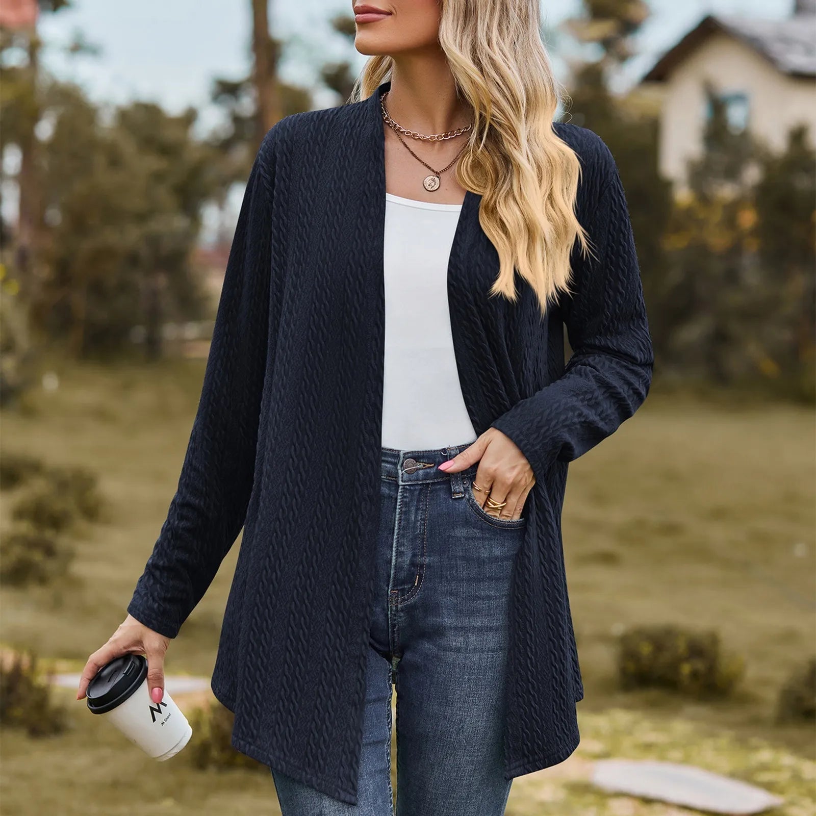 Loose Solid Color Cardigan