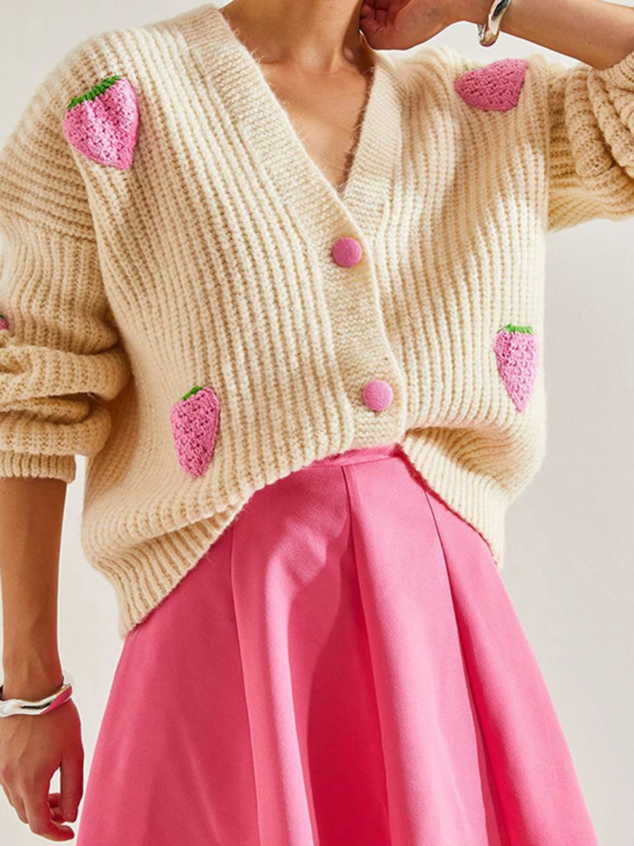 Soft Pink Cable Knit Cardigan