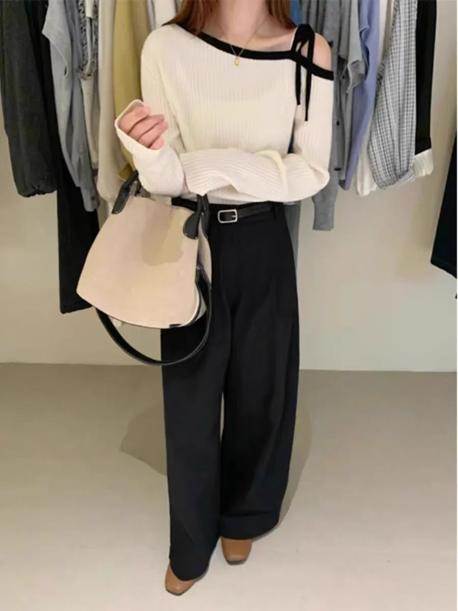 Off-Shoulder Knit Sweater