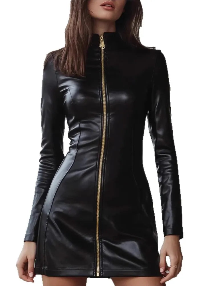 Elysian Noir PU Leather Mini Dress
