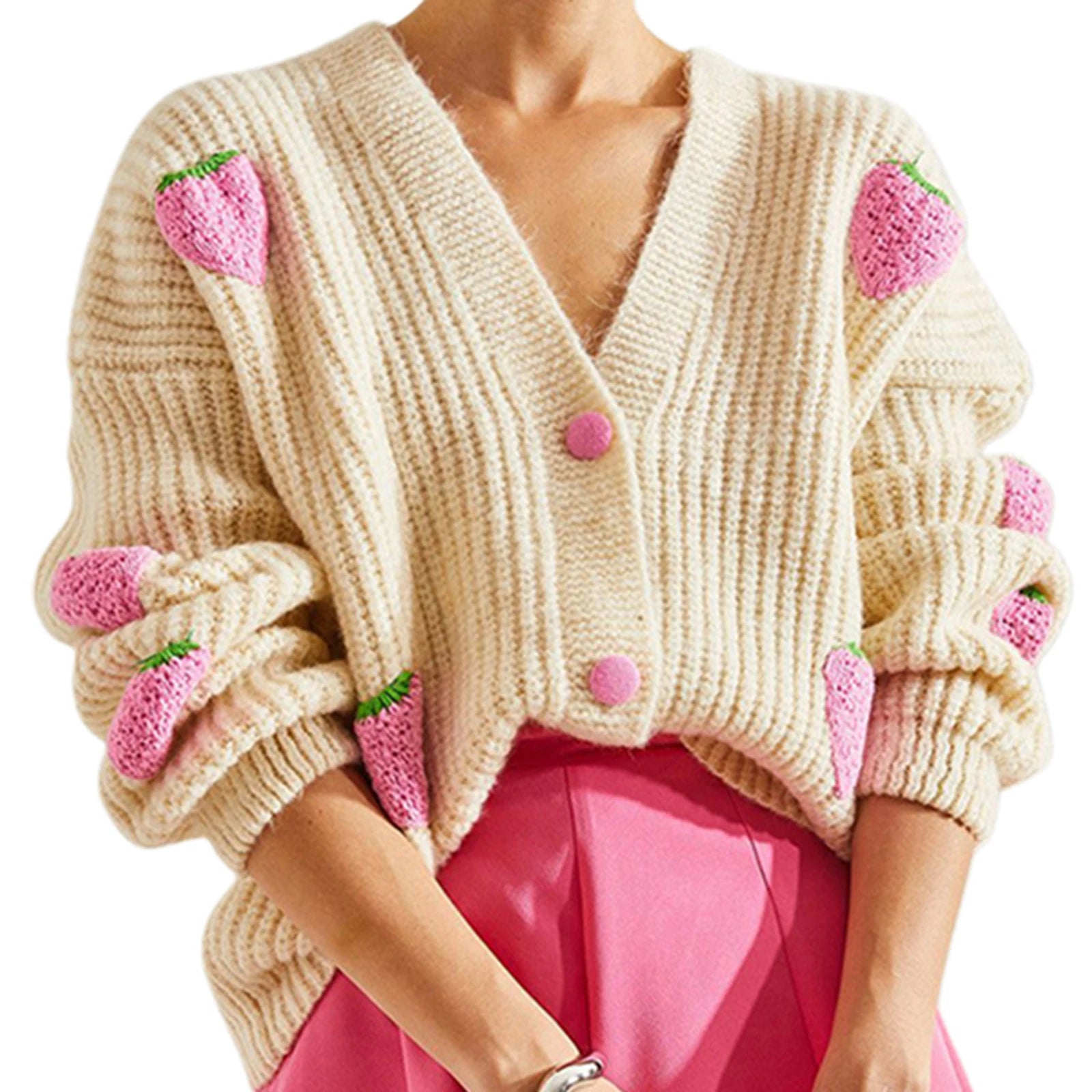 Soft Pink Cable Knit Cardigan