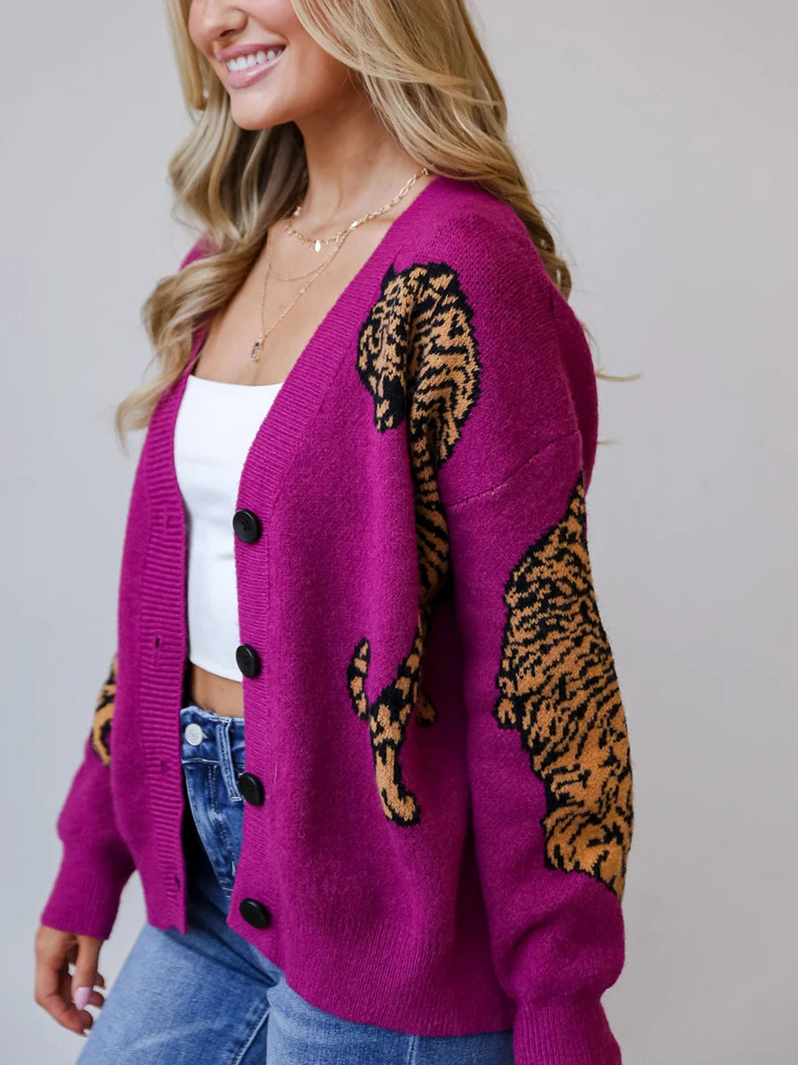 Tiger Print Knit Sweater
