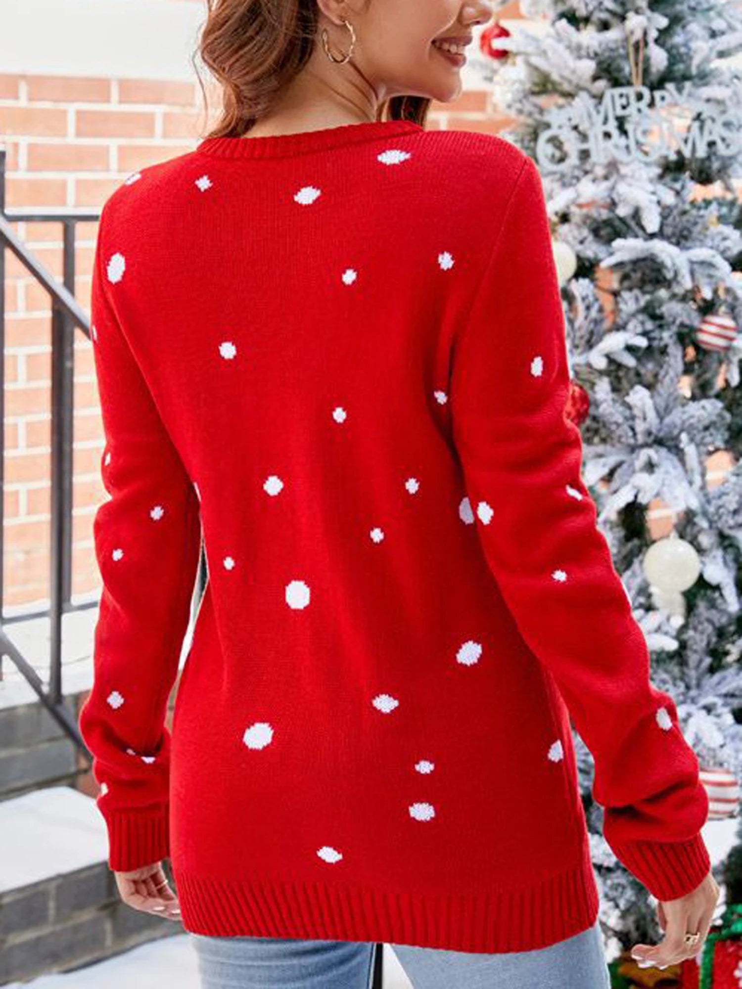 Santa Print Holiday Sweater