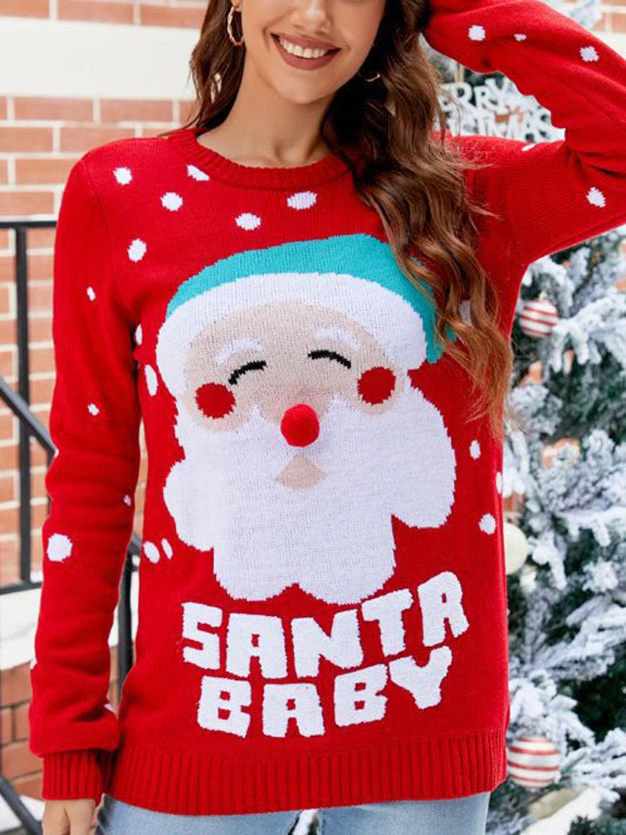 Santa Print Holiday Sweater