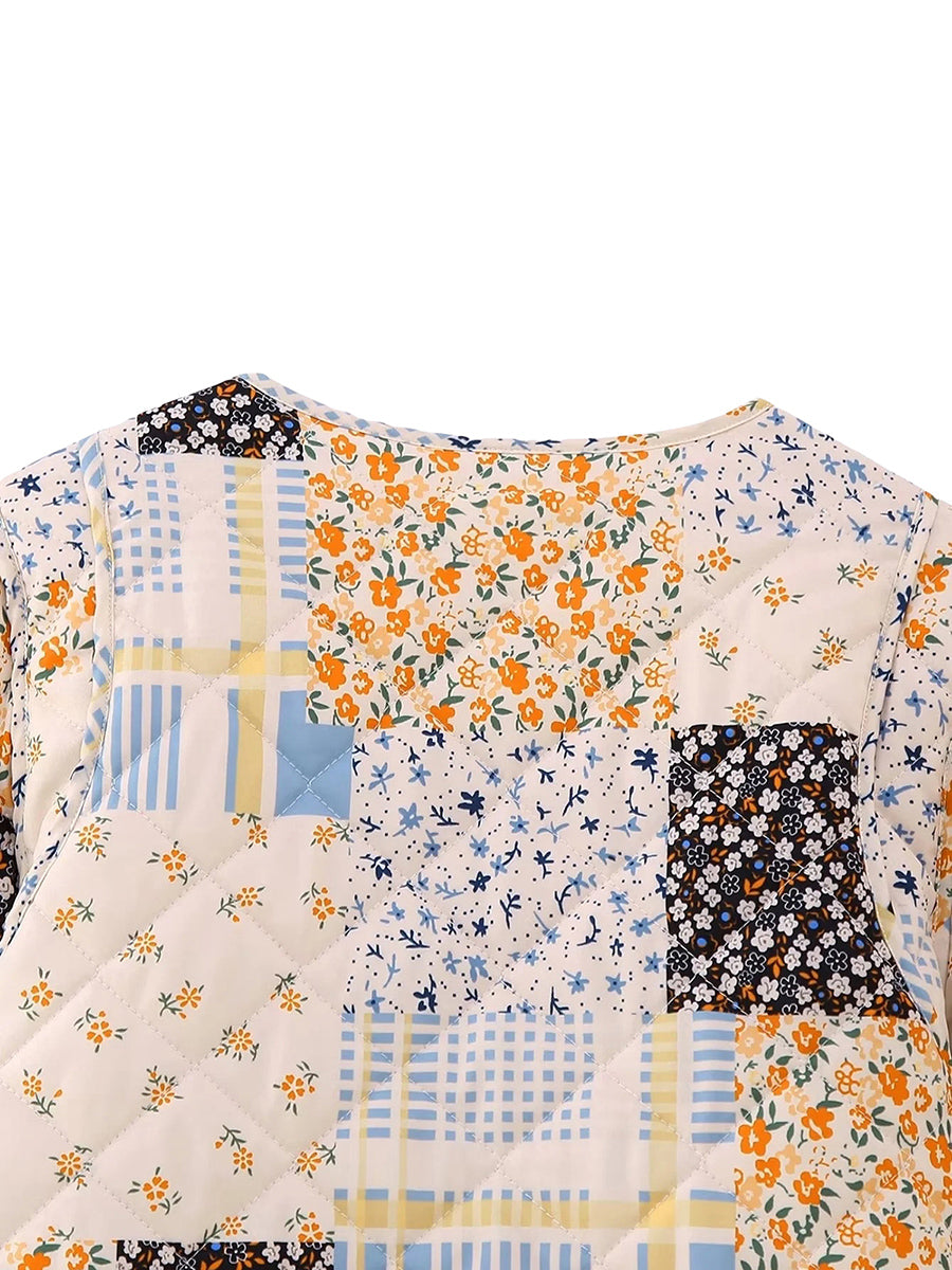 Floral Quilted Button Jacket
