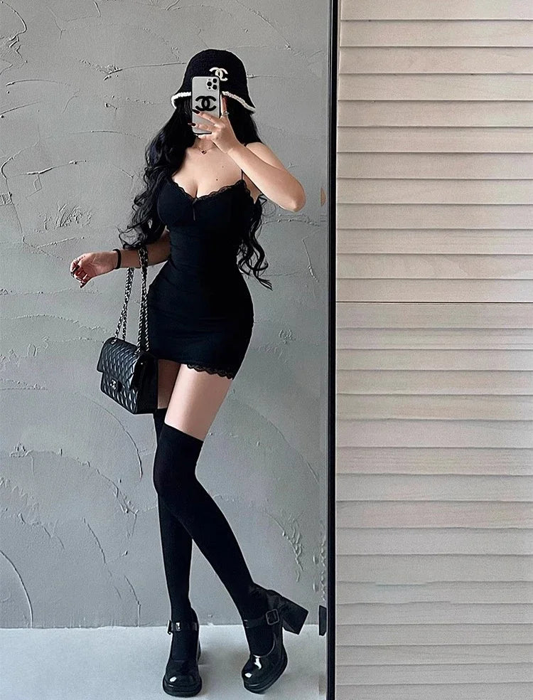 Red Lace Camisole Mini Dress