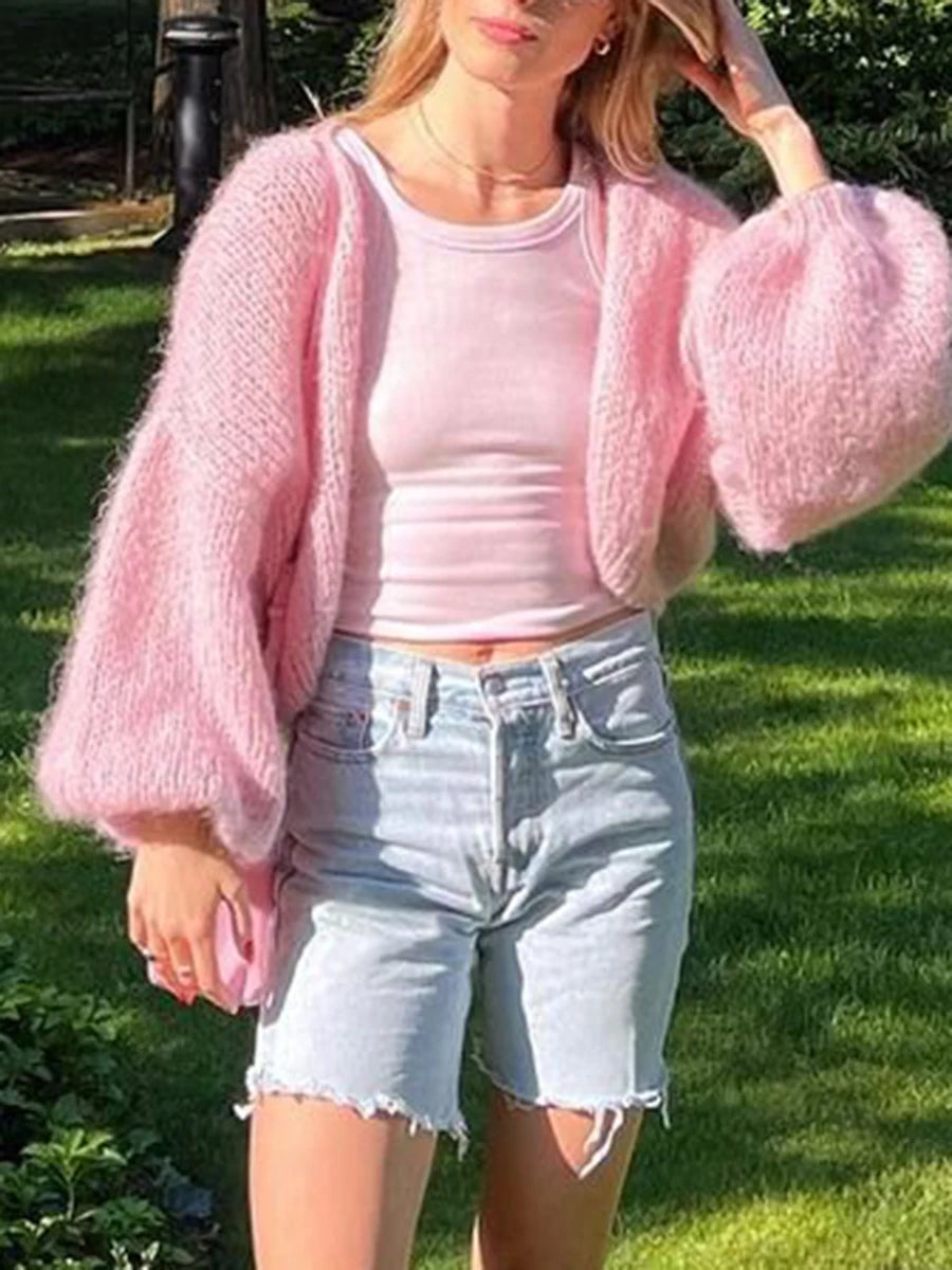 Faux Fur Trim Knit Cardigan