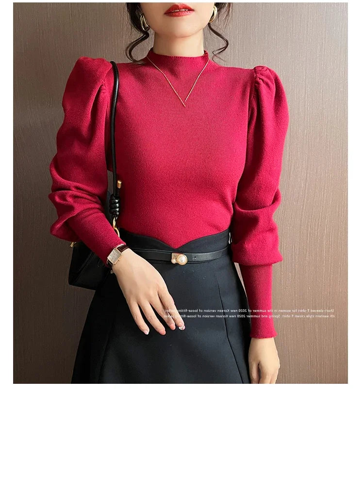 Slim Fit Puff Sleeve Sweater