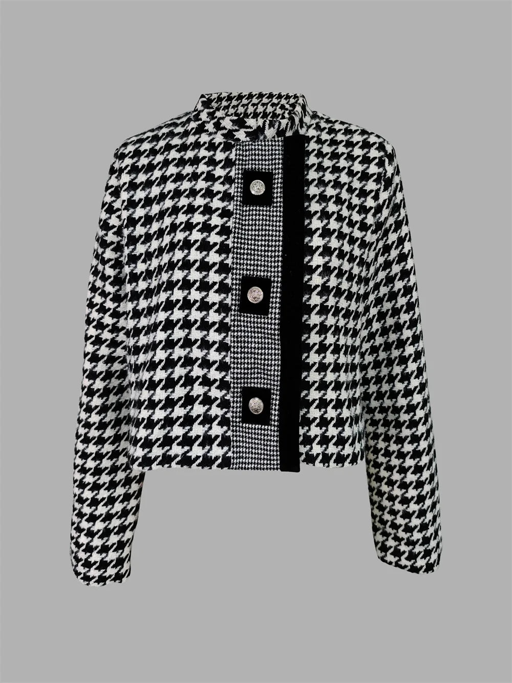 Houndstooth Stand Collar Jacket