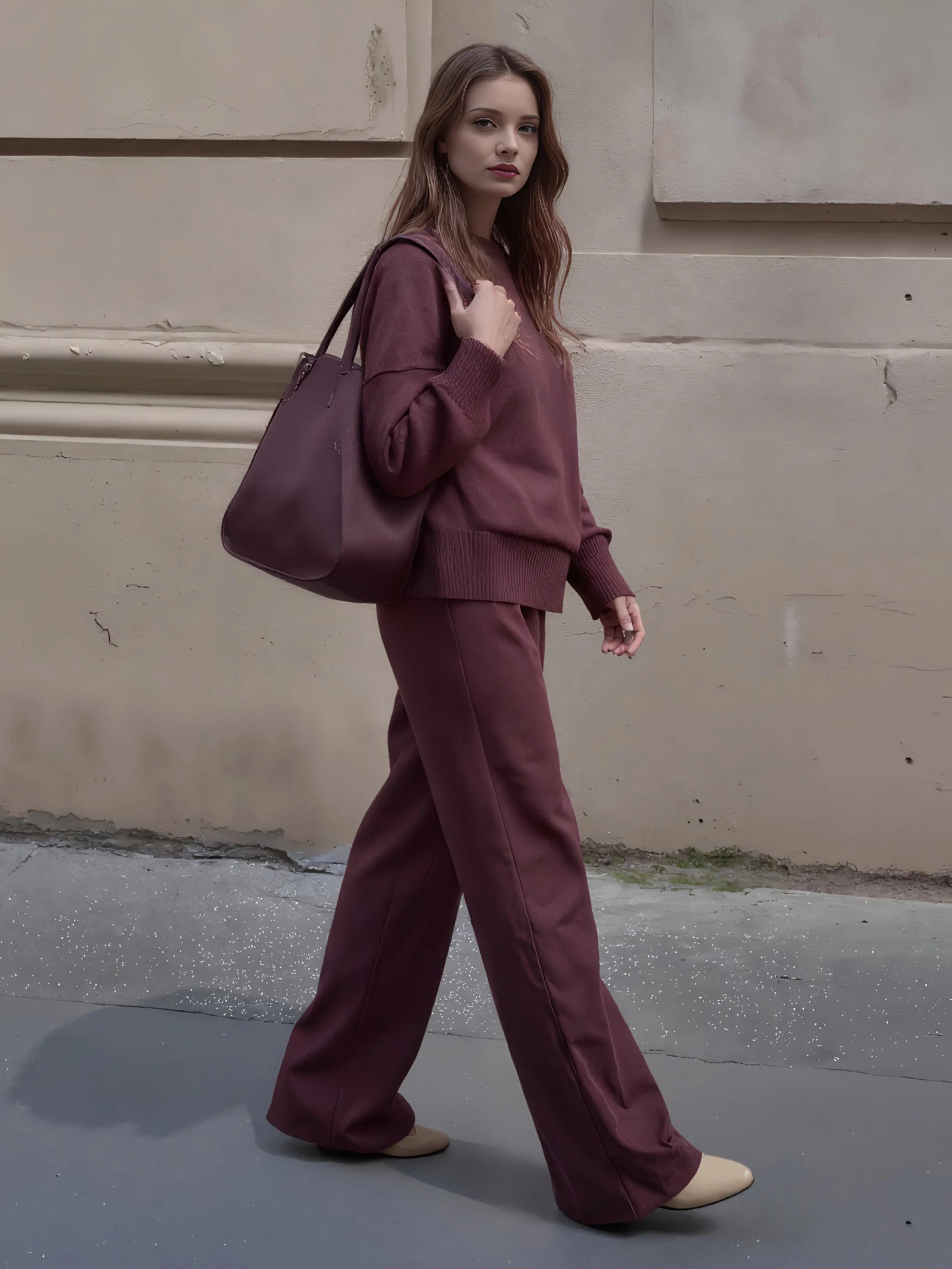 Wool Two-Piece Tracksuit Set