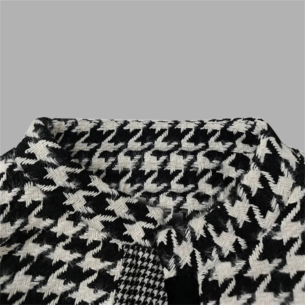 Houndstooth Stand Collar Jacket