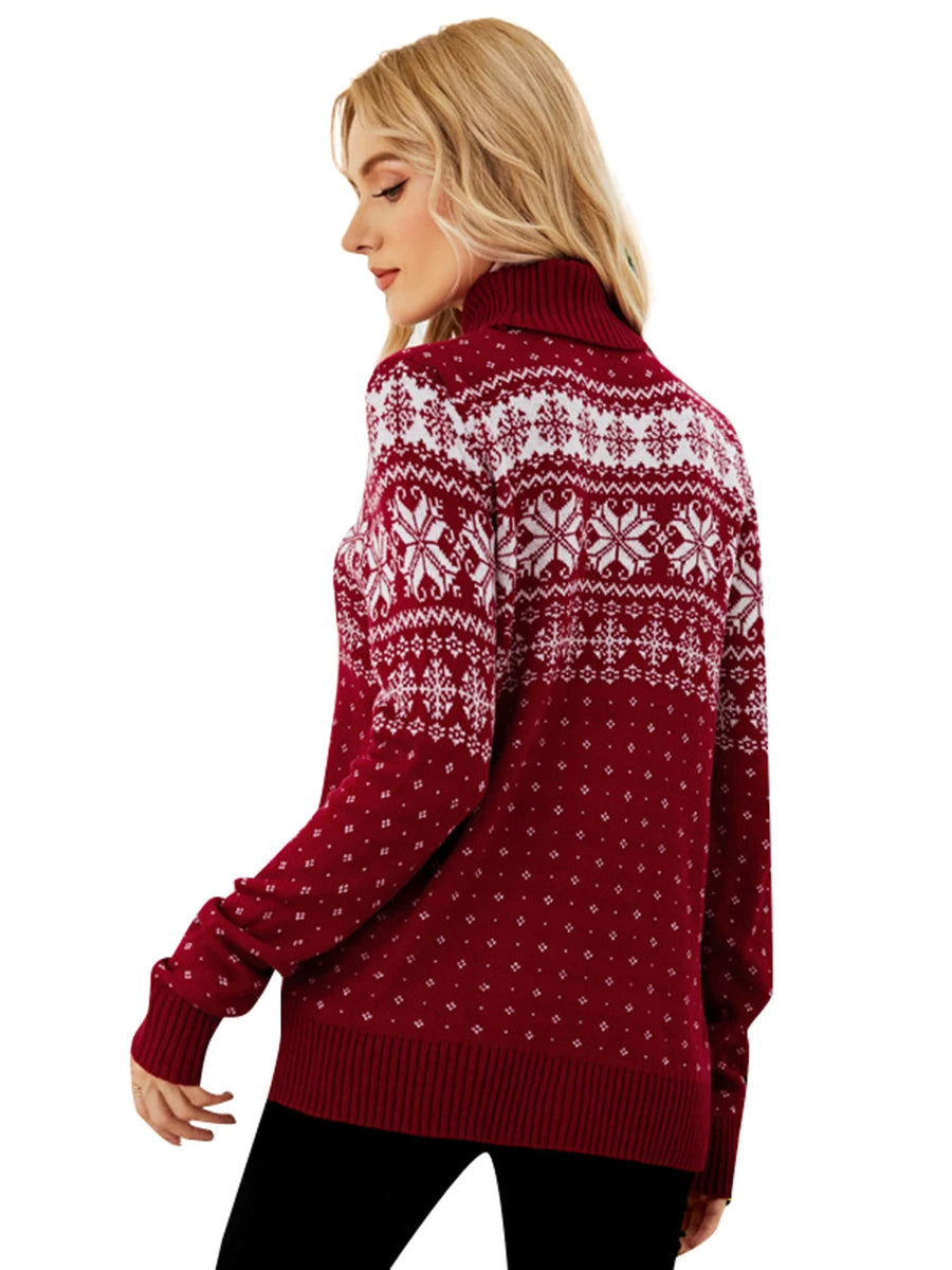 Snowflake High-Neck Sweater