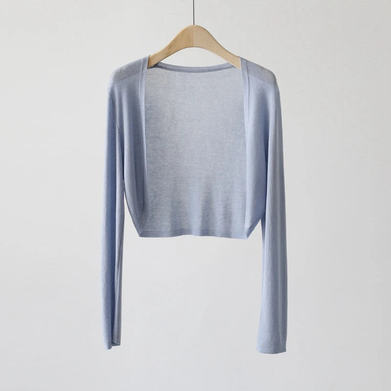 Short Ice Silk Knitted Sun Protection Cardigan