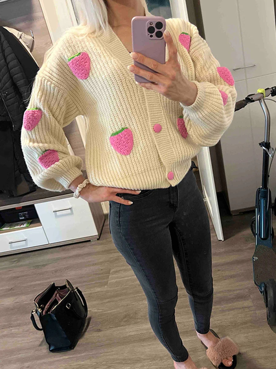 Soft Pink Cable Knit Cardigan