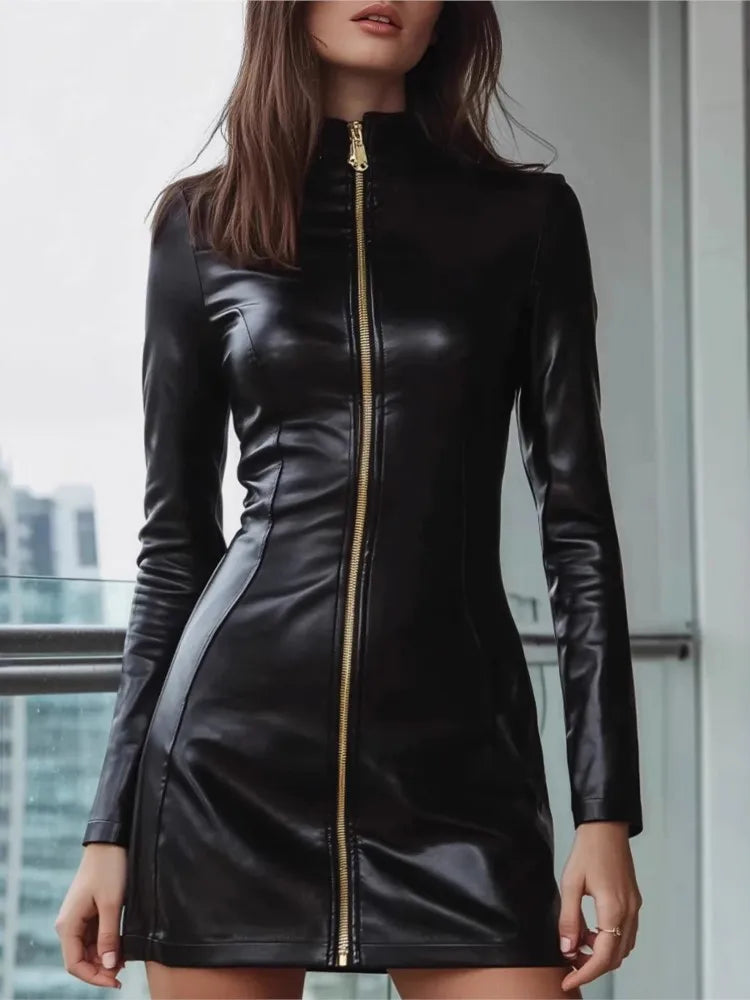 Elysian Noir PU Leather Mini Dress