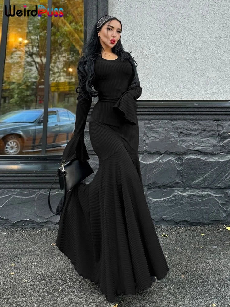 Ribbed Lace-Up Bodycon Dress