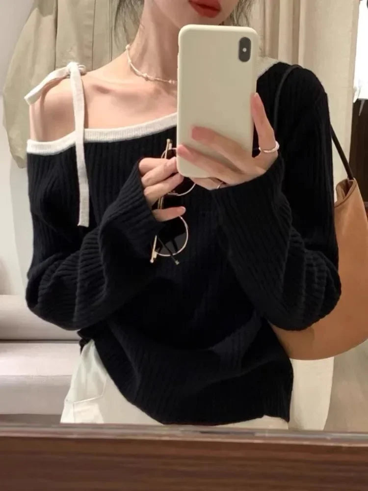 Off-Shoulder Knit Sweater