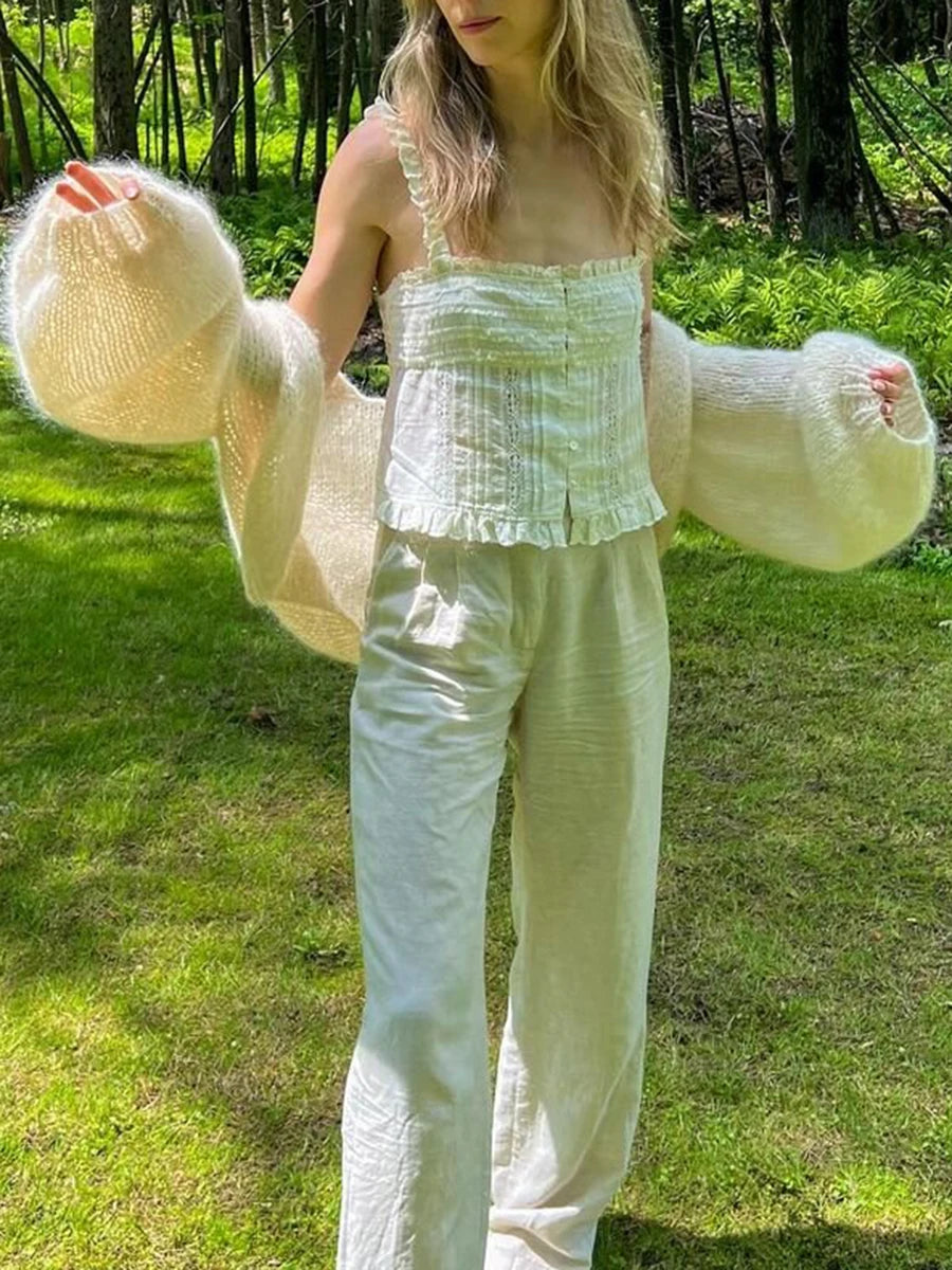 Faux Fur Trim Knit Cardigan