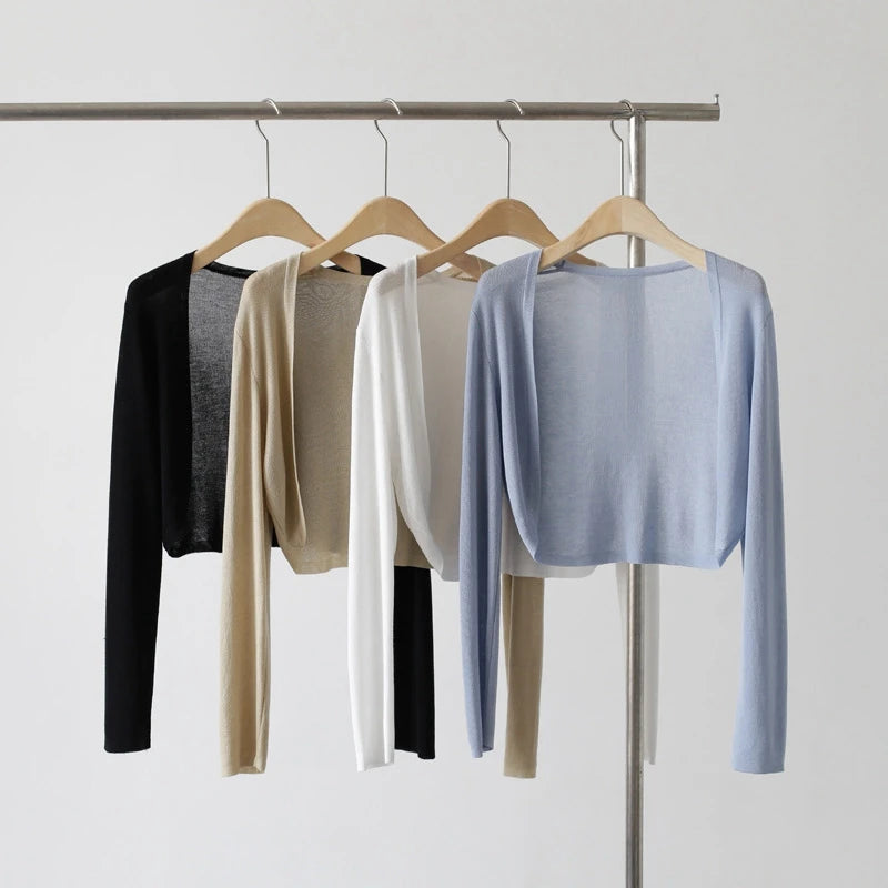 Short Ice Silk Knitted Sun Protection Cardigan