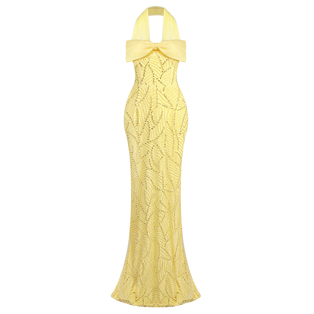 Golden Glow Lace Bodycon Dress