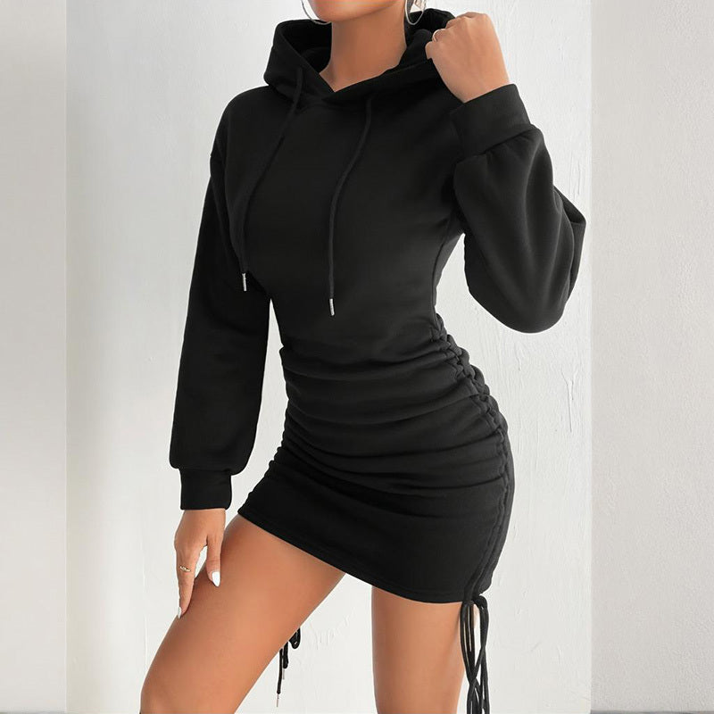 Drawstring Bodycon Hoodie Mini Dress