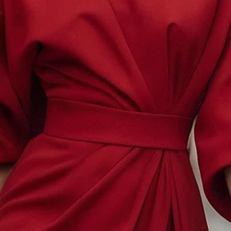 Solid Color Pleated Maxi Dress