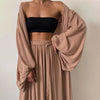 Lantern Sleeve Cardigan & Wide-Leg Set