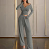 V-Neck Top & Wide-Leg Pants Set