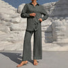 Lapel Button-Up Pants Set