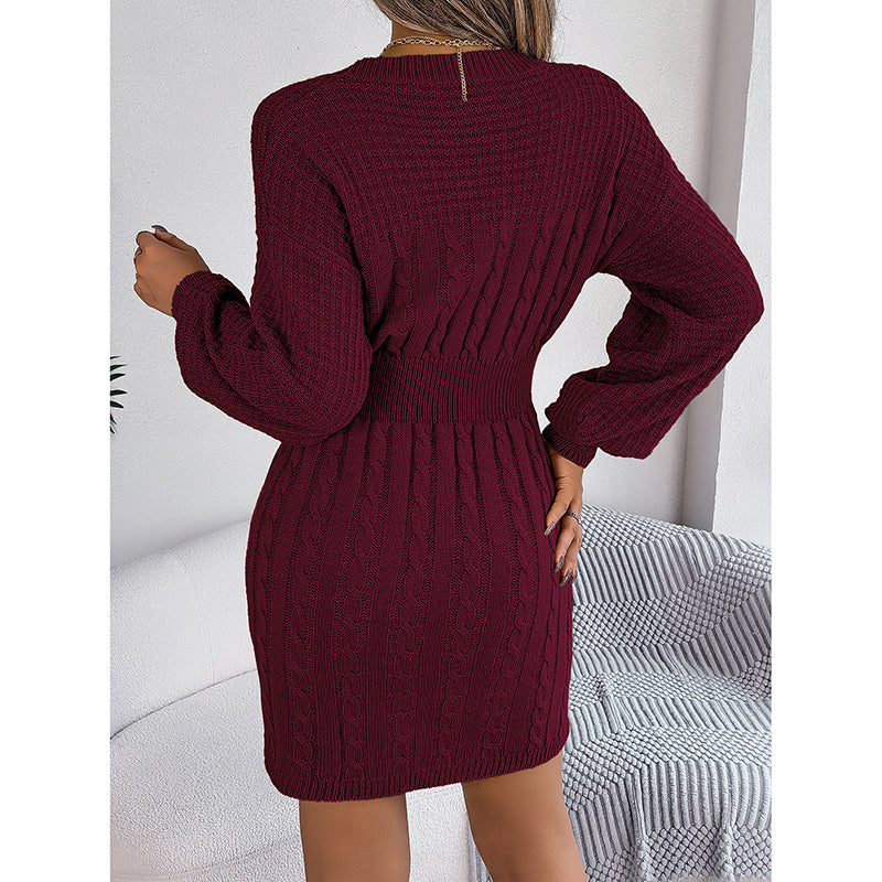 Ribbed Long Sleeve Cut-Out Mini Dress