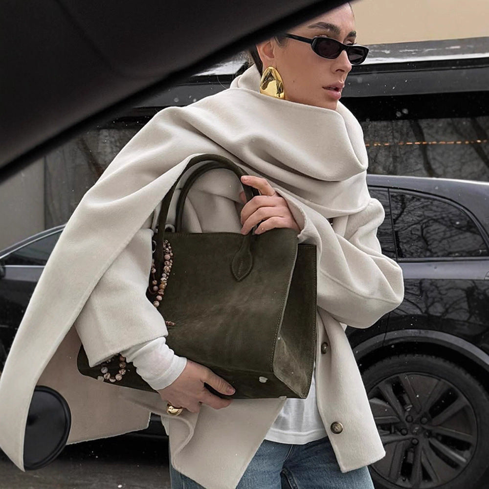 Scarf Collar Woolen Coat