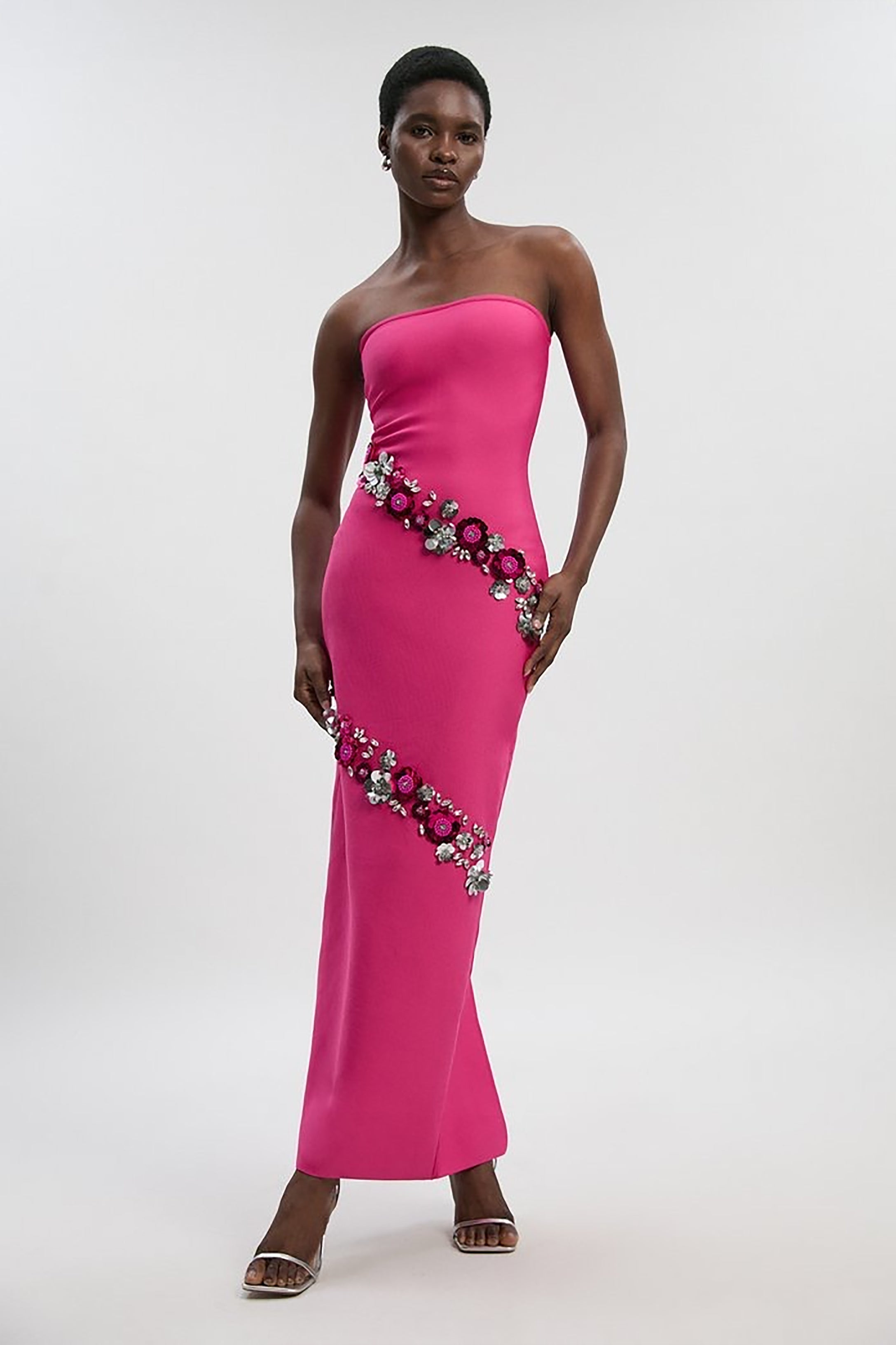 Rose Élan Embellished Column Gown