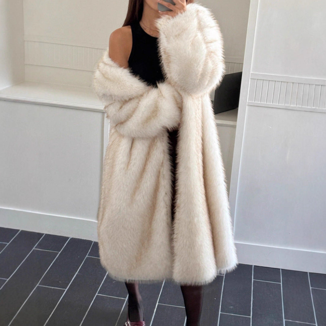 Fox Fur Gradient Long Coat