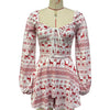 New Christmas Elk Printing Drawstring Backless Long Sleeves Dress