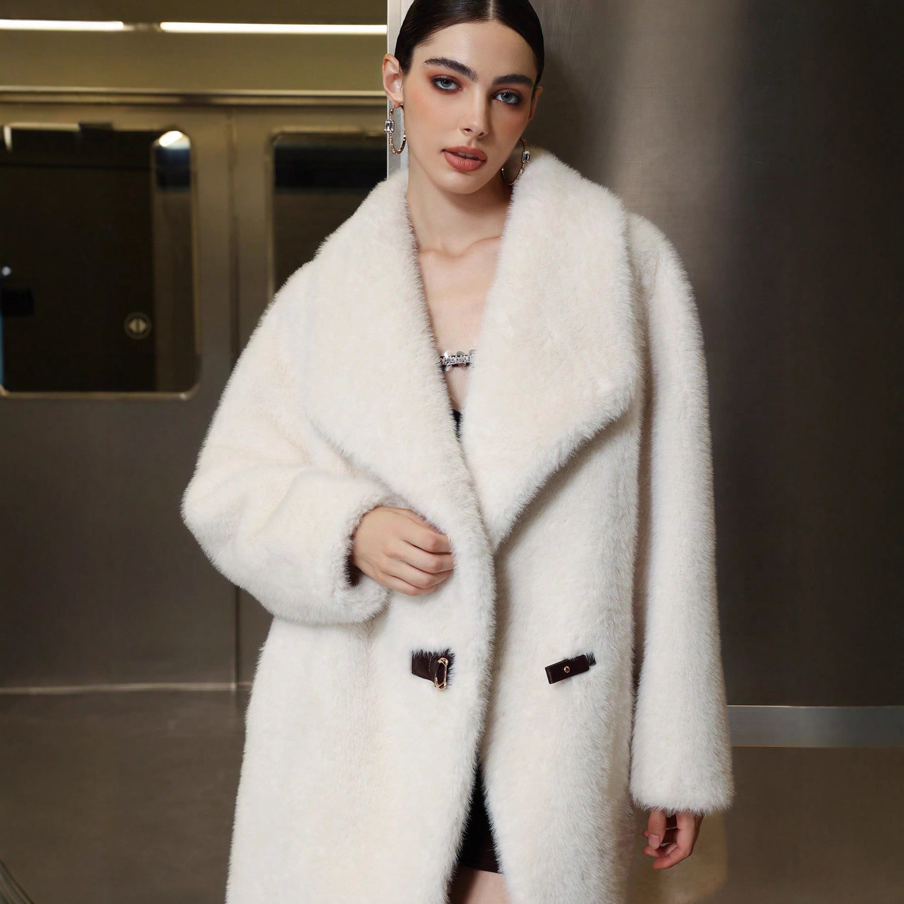 Collared Faux Fur Jacket