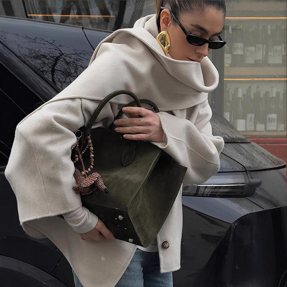 Scarf Collar Woolen Coat