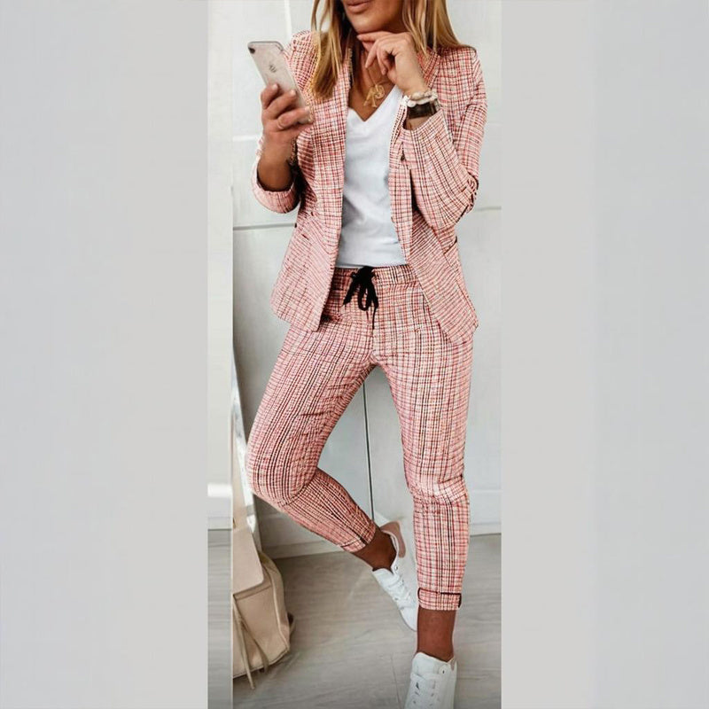 Plaid Two-Piece Suit Set